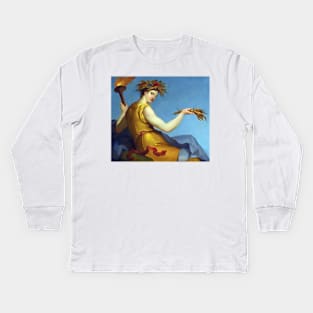 A Greek goddess with the torch of victory and crown of flowers Kids Long Sleeve T-Shirt